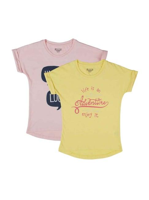 gini & jony kids multicolor cotton printed tops - pack of 2