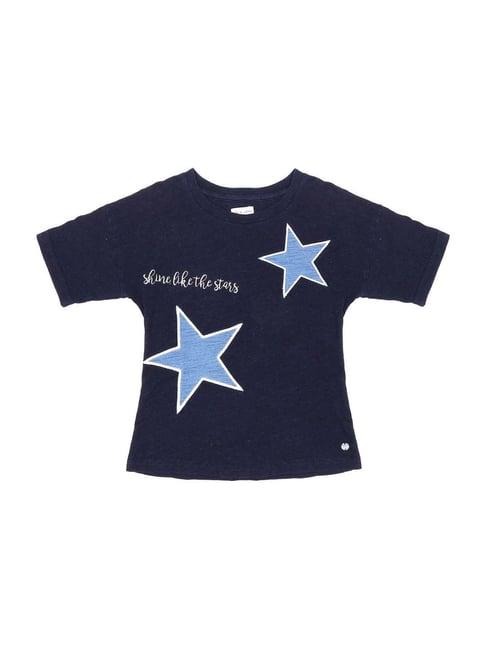 gini & jony kids navy cotton embroidered top