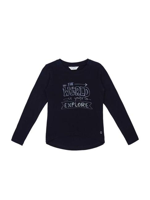 gini & jony kids navy cotton printed top