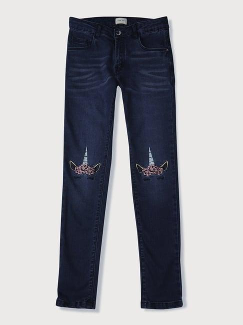 gini & jony kids navy embroidered jeans