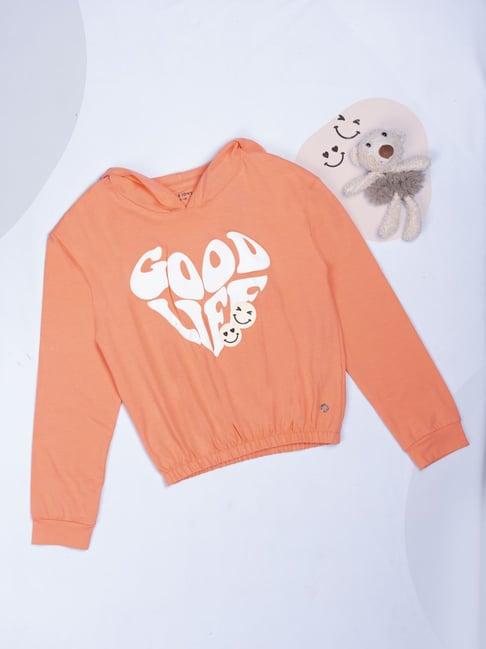 gini & jony kids orange printed full sleeves top