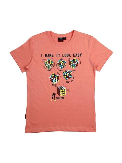 gini & jony kids pink cotton printed t-shirt