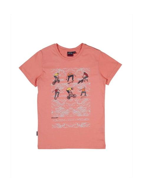 gini & jony kids pink cotton printed t-shirt