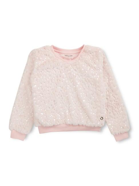 gini & jony kids pink embellished full sleeves sweatshirt