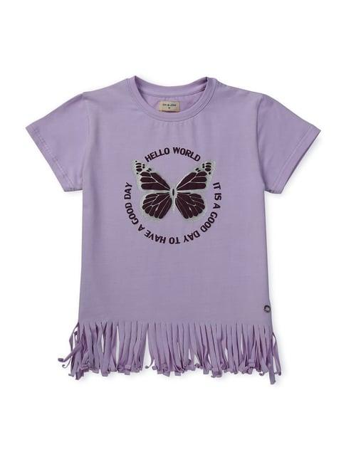 gini & jony kids purple & black cotton printed top