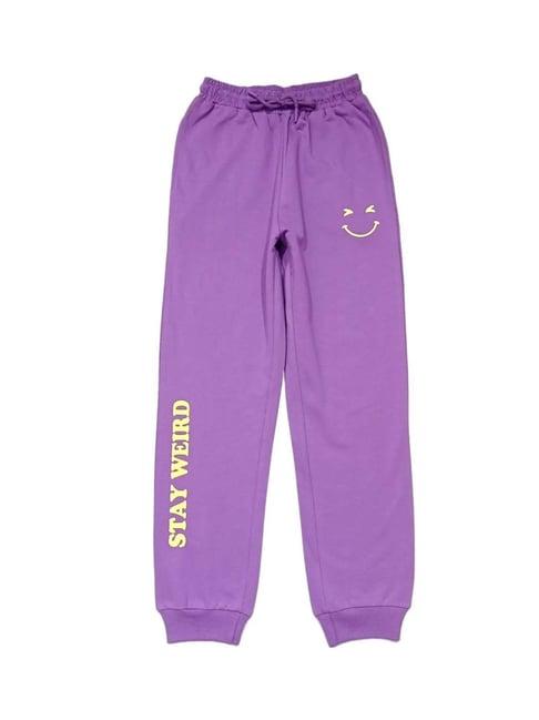 gini & jony kids purple printed trackpants