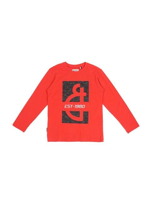 gini & jony kids red cotton printed t-shirt