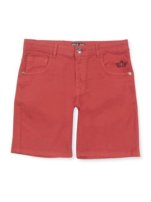 gini & jony kids red cotton regular fit shorts