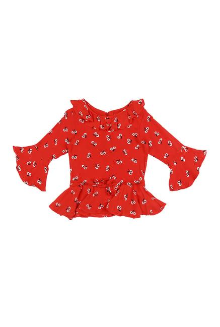 gini & jony kids red printed top