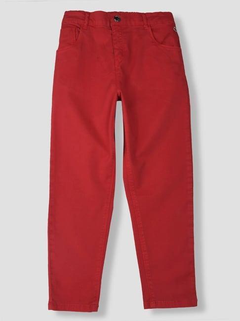 gini & jony kids red regular fit trousers
