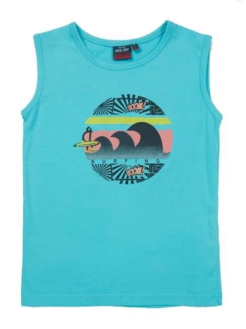 gini & jony kids turquoise printed vest