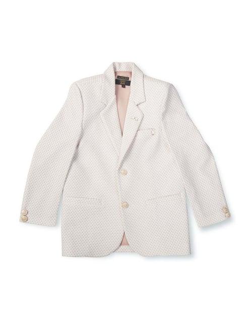 gini & jony kids white cotton printed full sleeves blazer