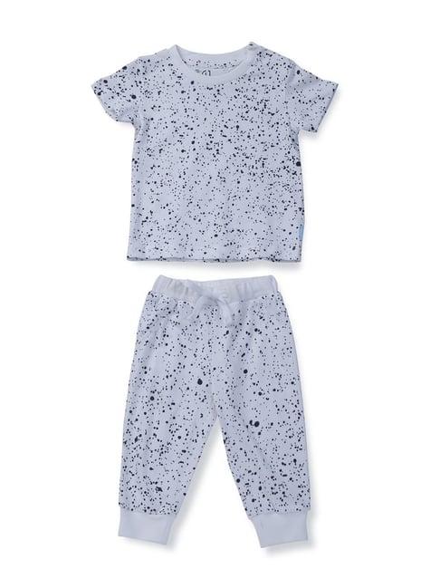 gini & jony kids white cotton printed t-shirt set