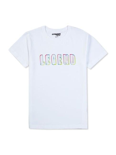 gini & jony kids white cotton printed t-shirt