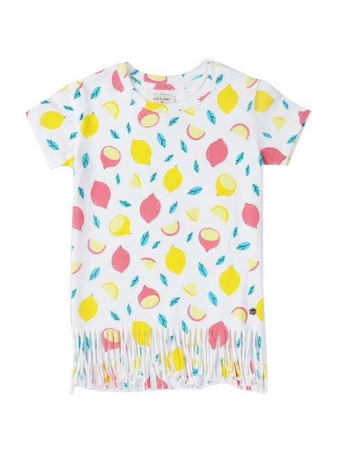 gini & jony kids white cotton printed top