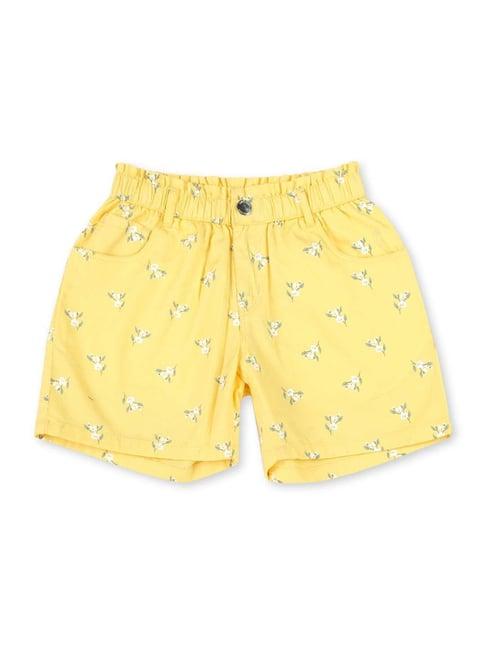 gini & jony kids yellow cotton printed shorts