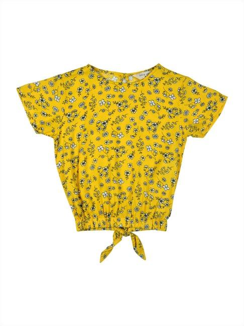 gini & jony kids yellow floral print  top