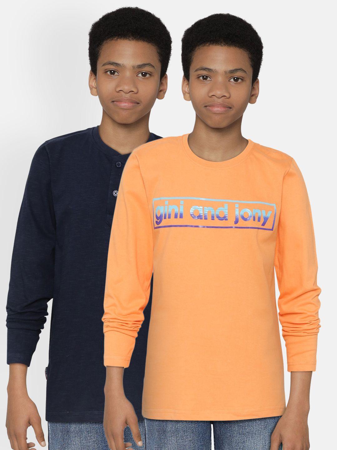 gini  jony boys pack of 2 pure cotton t-shirts