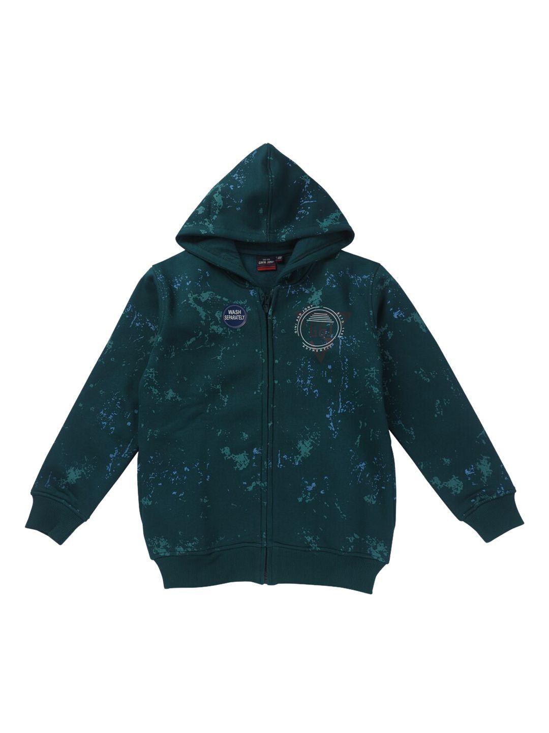 gini and jony boys abstract printed fleece bomber jacket