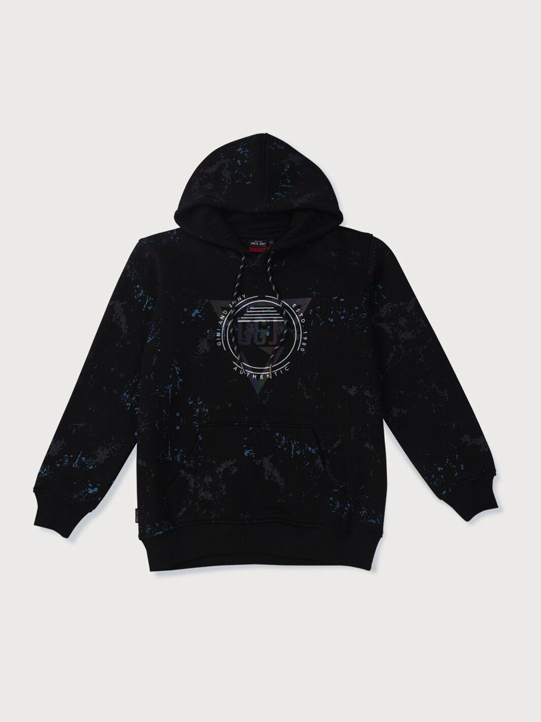 gini and jony boys abstract printed hooded fleece sweatshirt