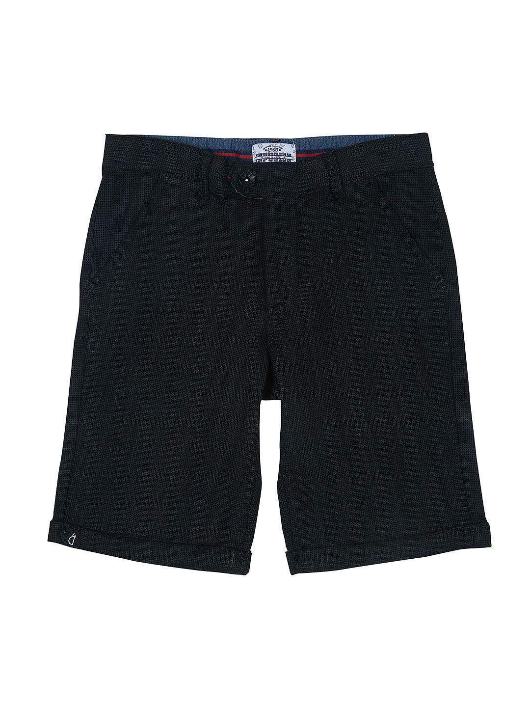 gini and jony boys black printed regular fit regular shorts