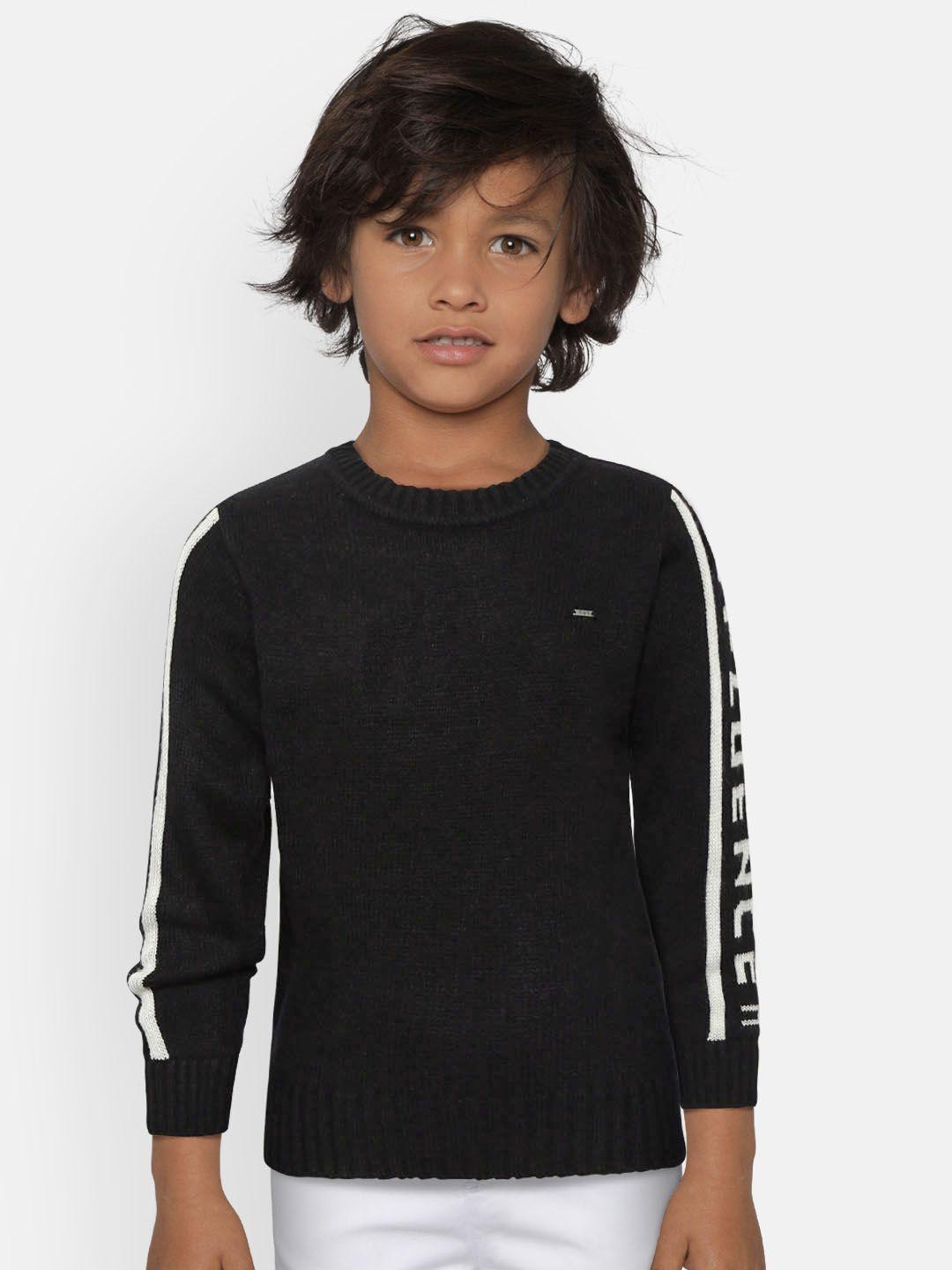 gini and jony boys black solid pullover sweater