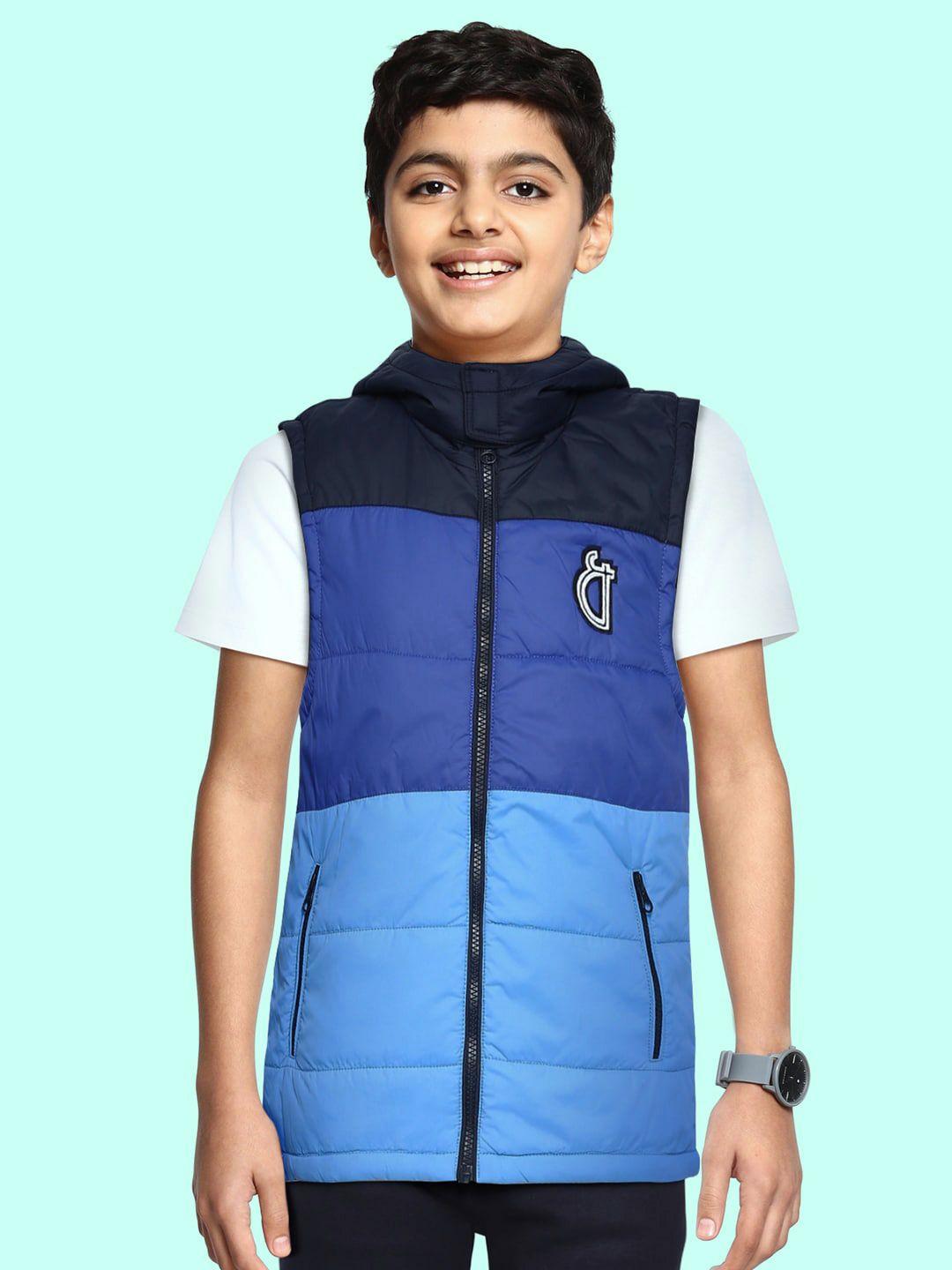 gini and jony boys blue colourblocked padded jacket jacket