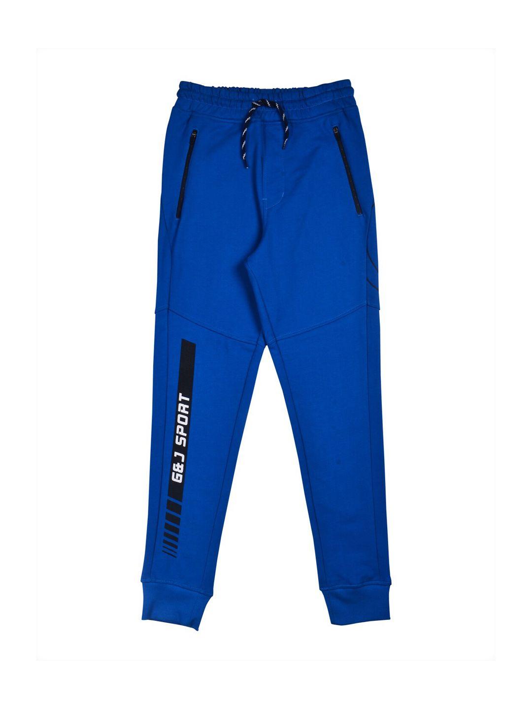 gini and jony boys blue cotton printed track pants