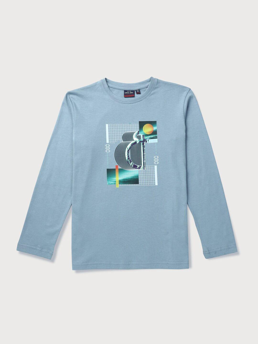 gini and jony boys blue raw edge t-shirt