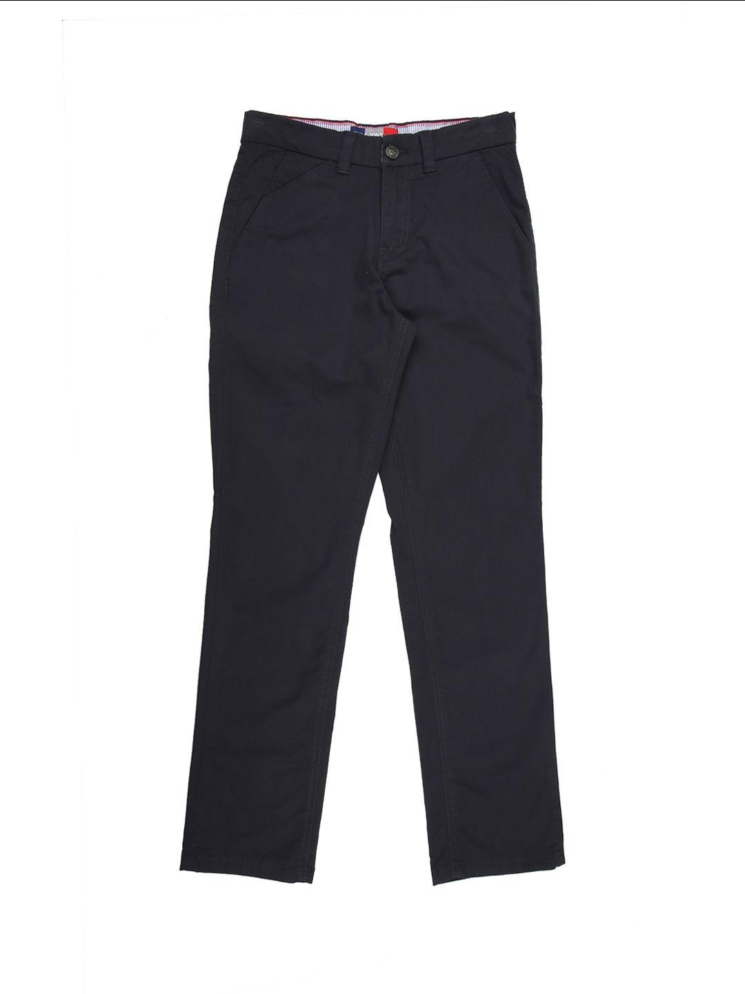 gini and jony boys blue regular fit solid formal trousers