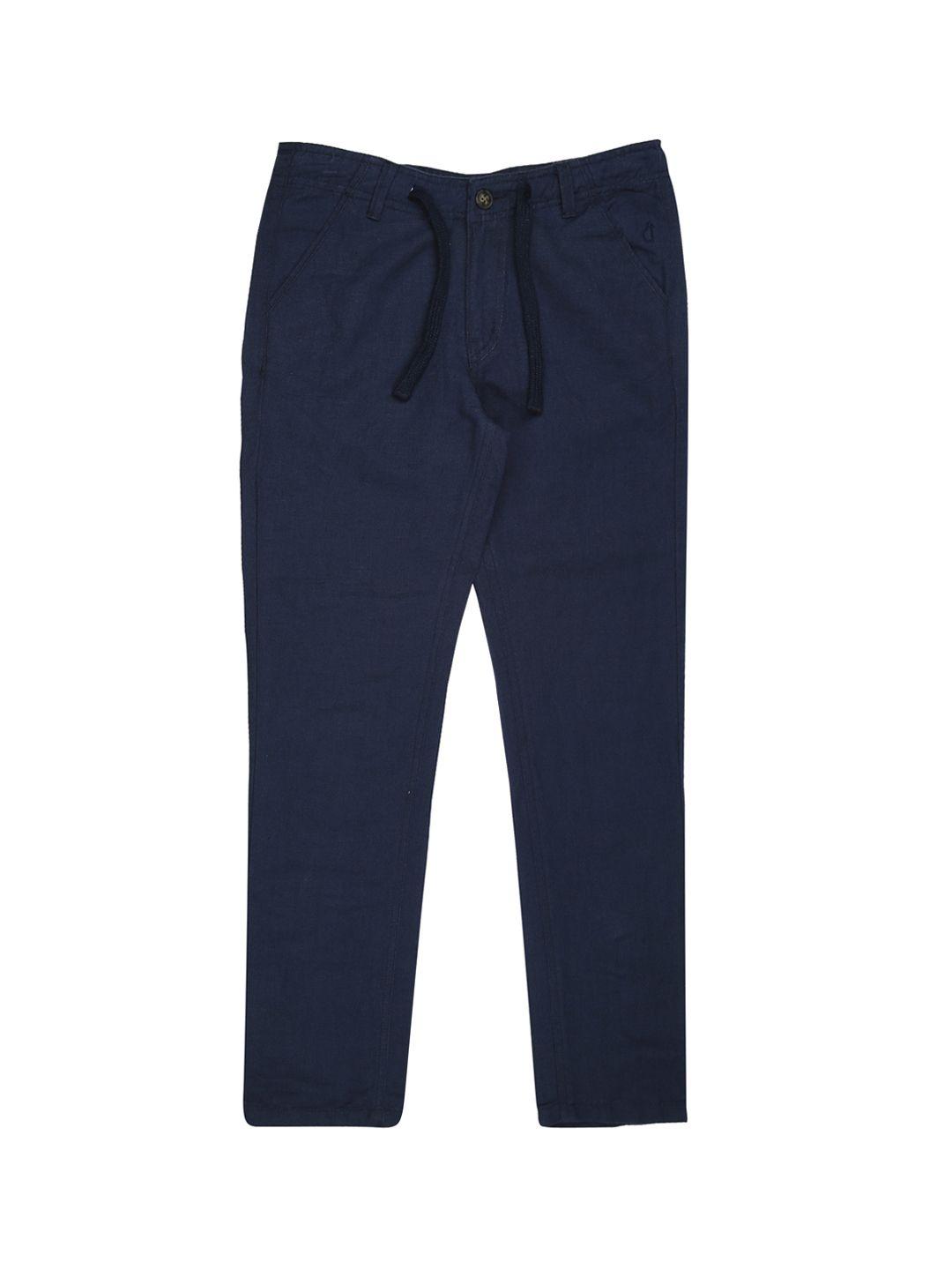 gini and jony boys blue regular fit solid trousers