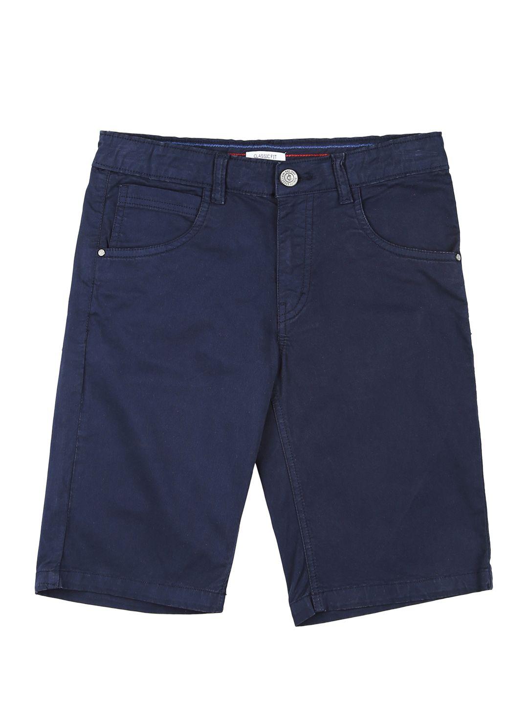 gini and jony boys blue solid regular fit shorts