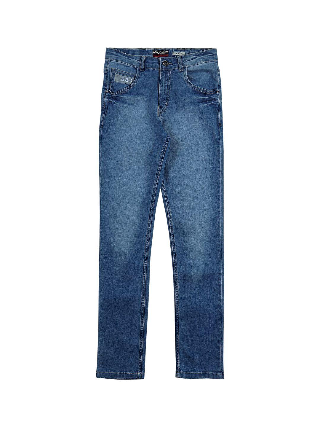 gini and jony boys blue straight fit mildly distressed light fade jeans