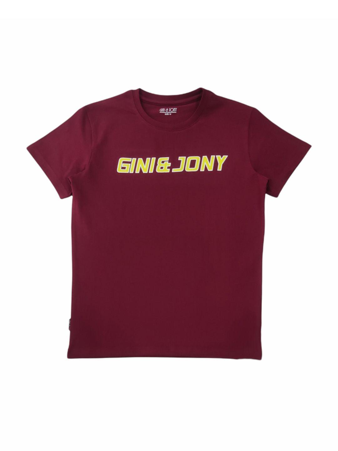 gini and jony boys brand logo printed cotton t-shirt