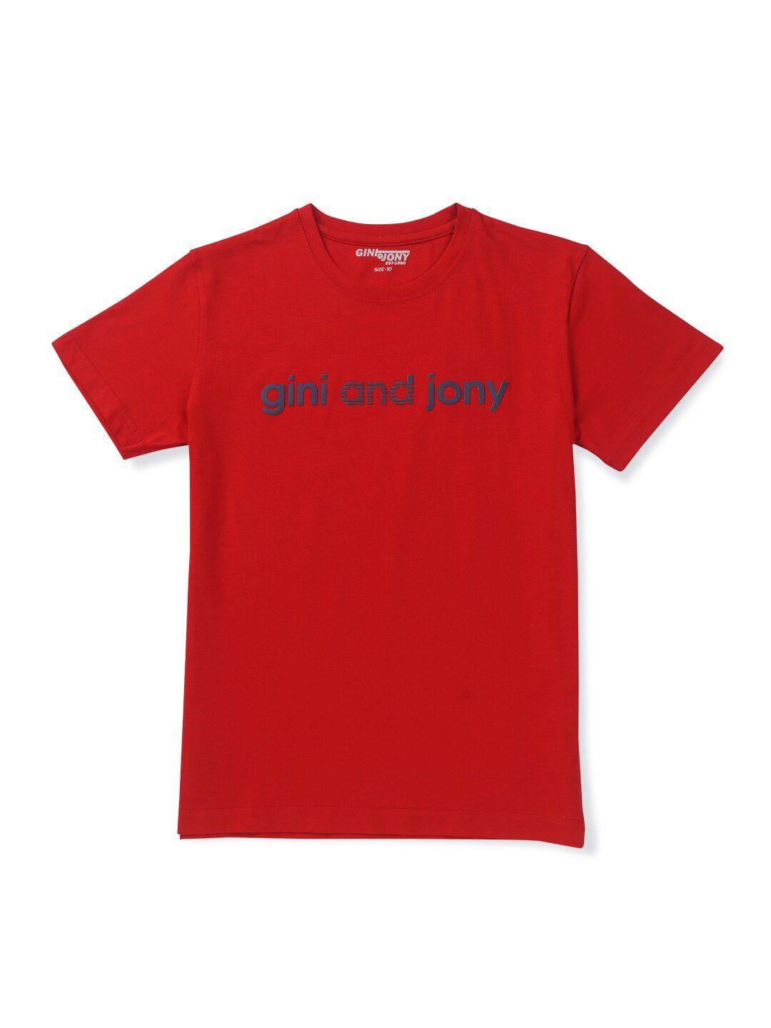 gini and jony boys brand logo printed cotton t-shirt