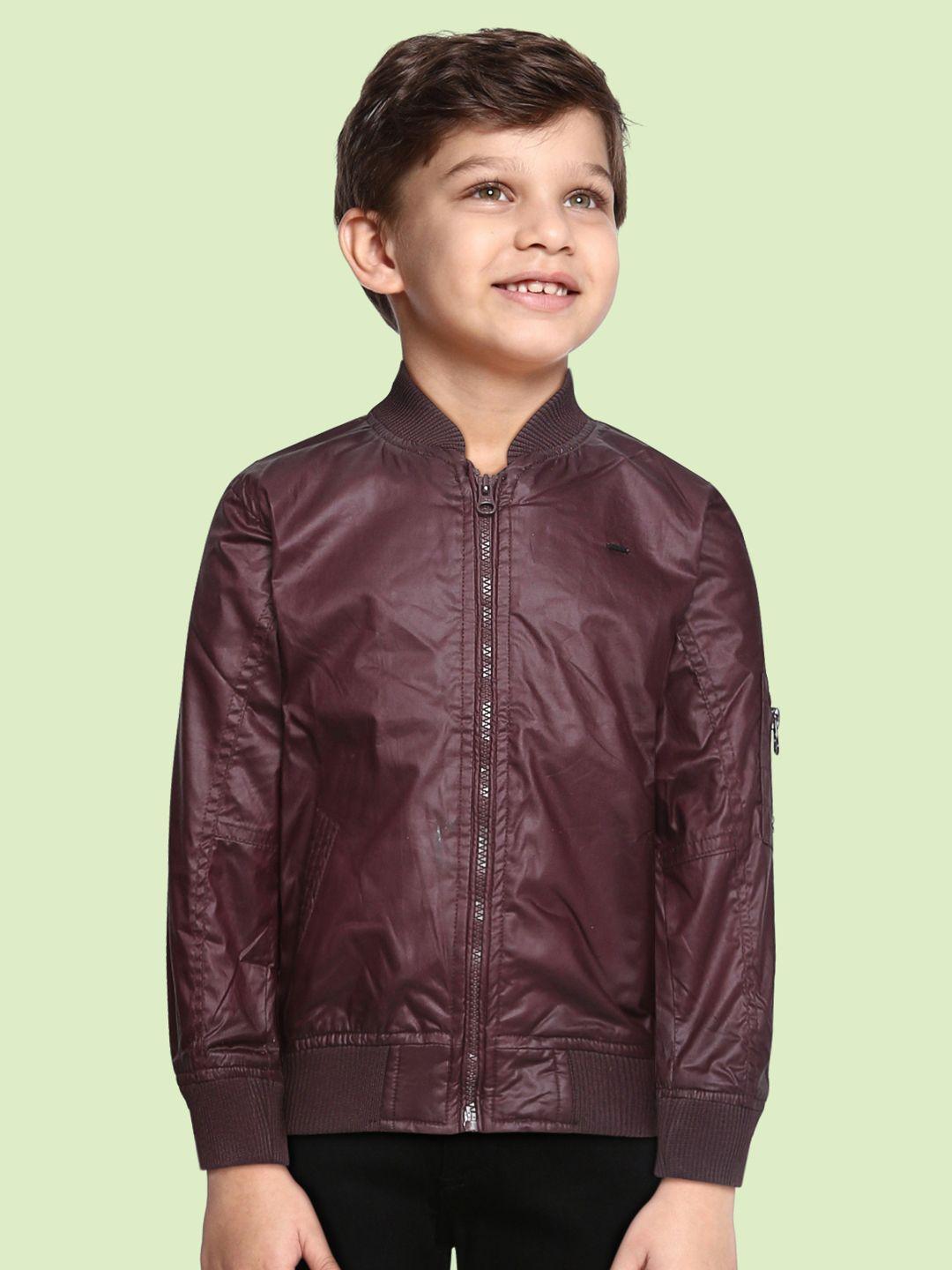 gini and jony boys burgundy solid bomber jacket