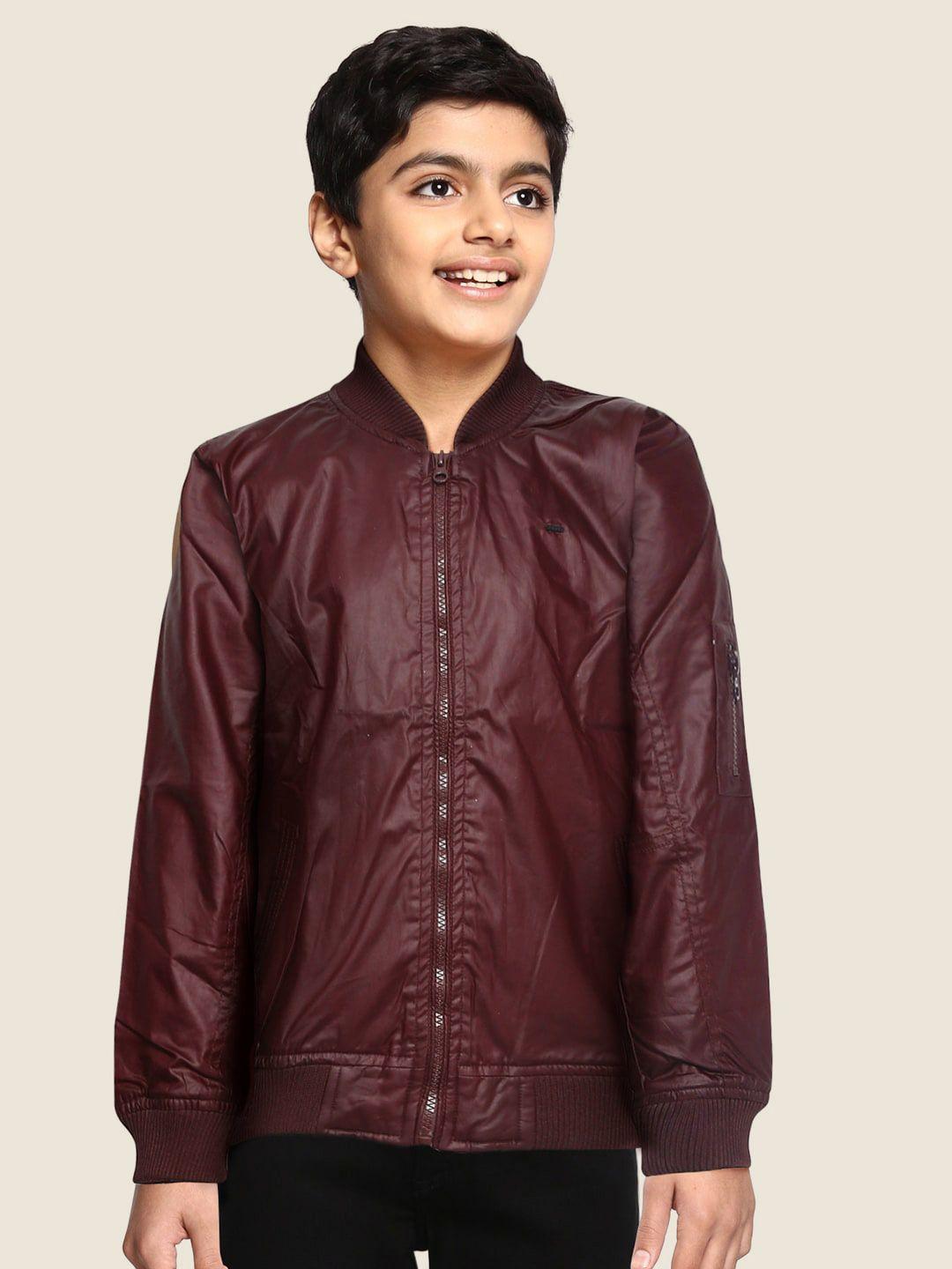 gini and jony boys burgundy solid bomber jacket