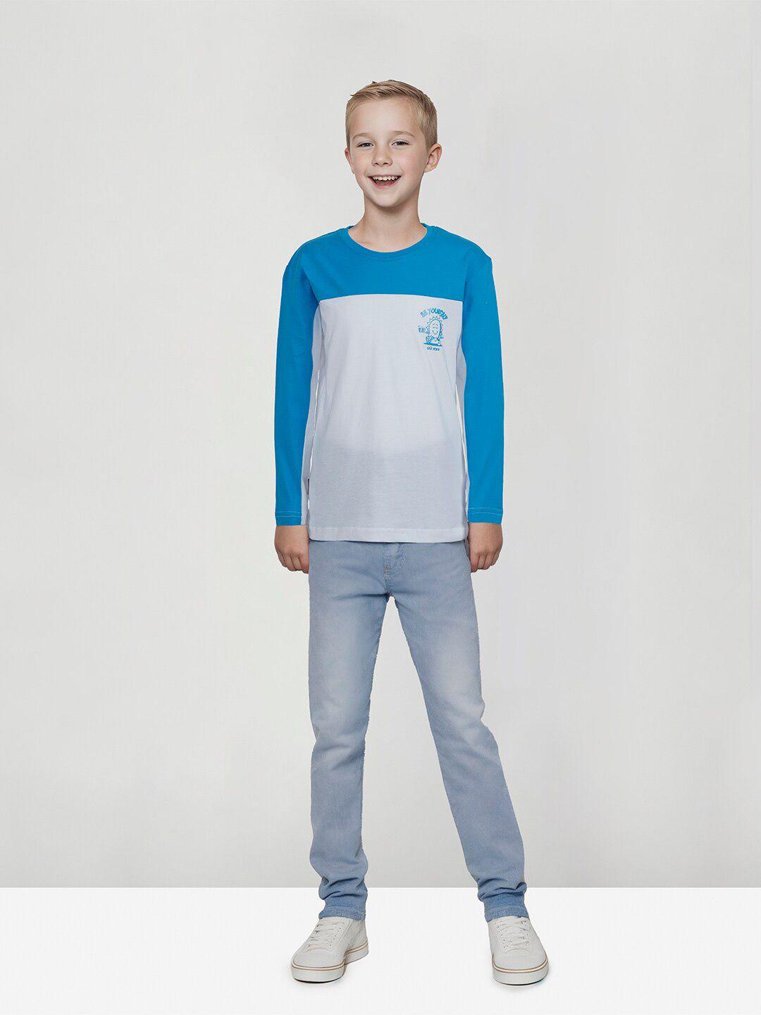 gini and jony boys colourblocked cotton t-shirt