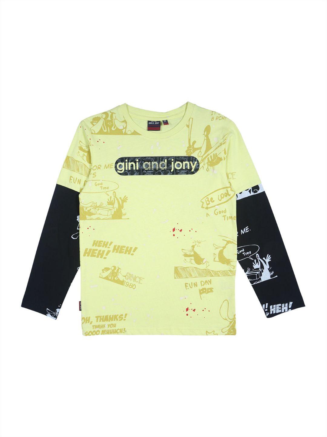 gini and jony boys conversational printed cotton t-shirt