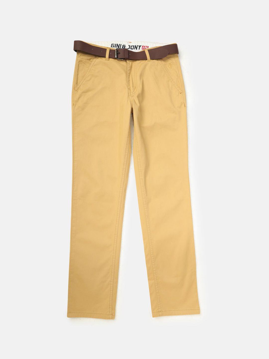gini and jony boys cotton regular-fit trousers