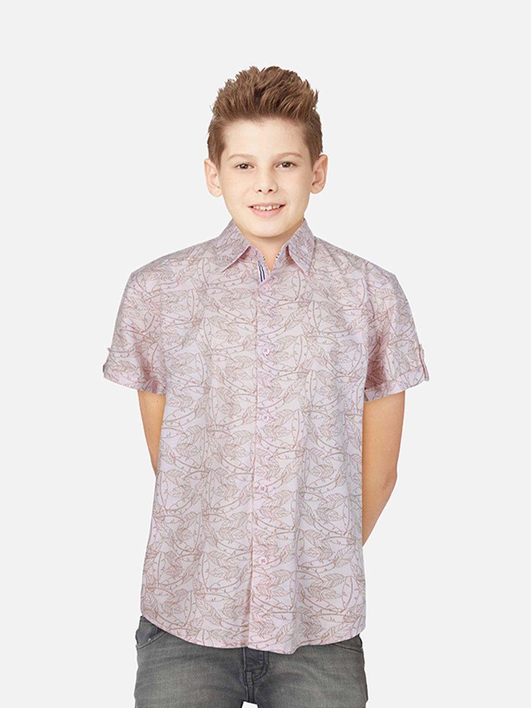 gini and jony boys floral printed spread collar short sleeves casual cotton shirt