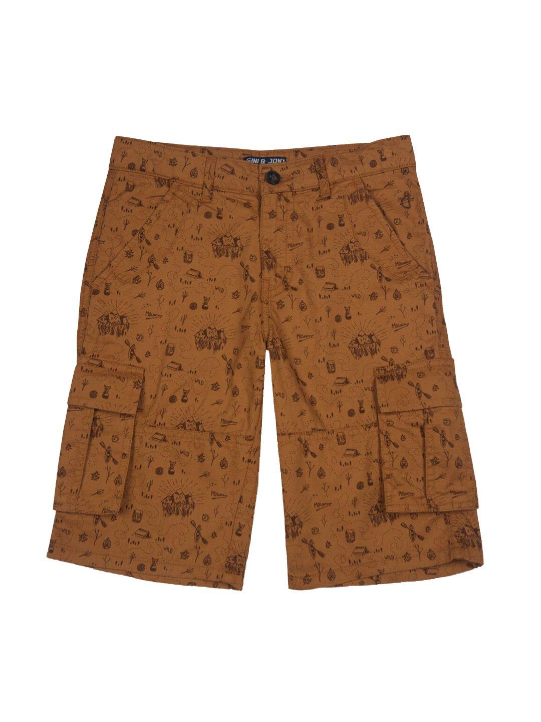 gini and jony boys graphic printed cotton cargo shorts