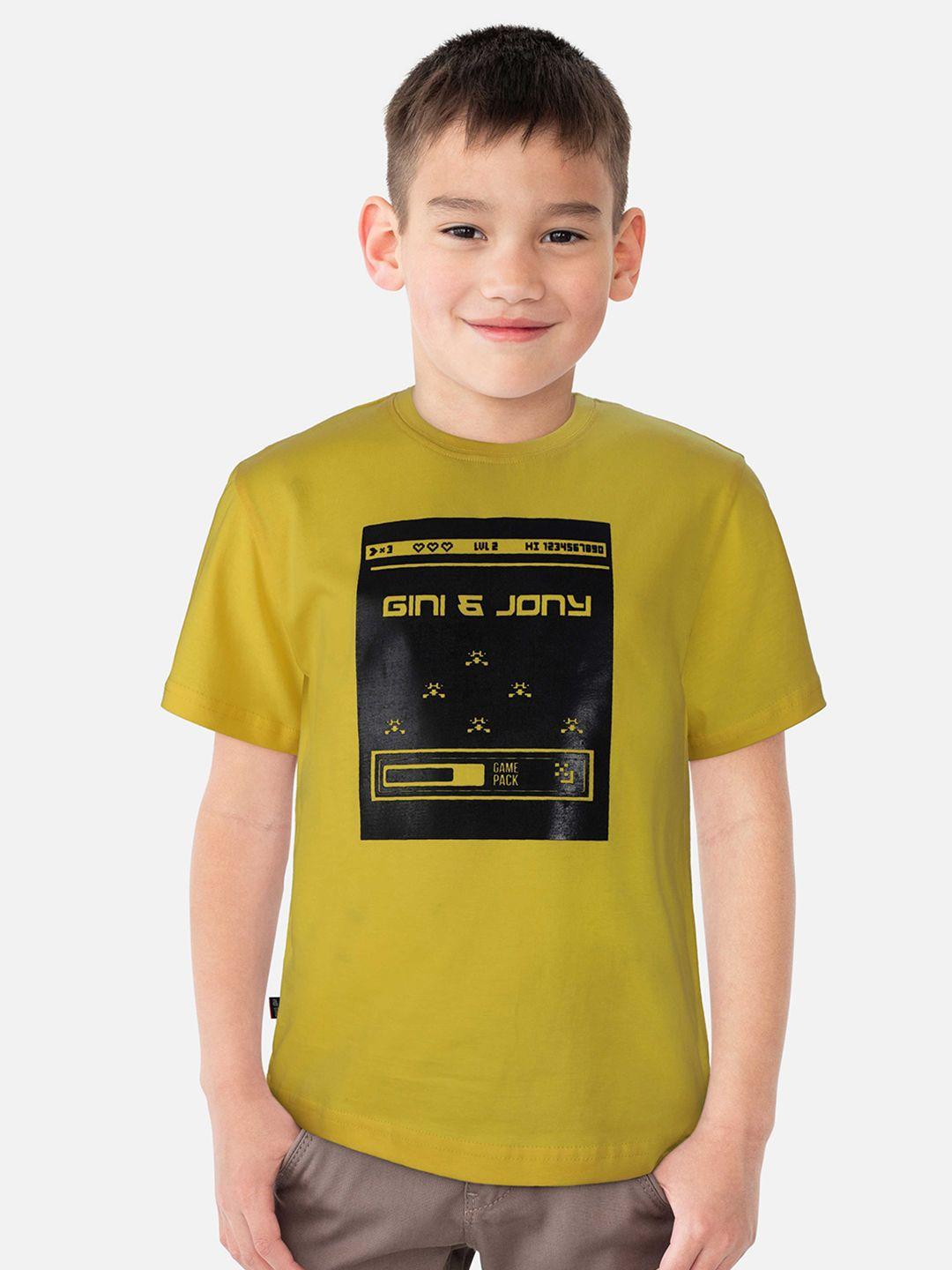 gini and jony boys graphic printed cotton t-shirt