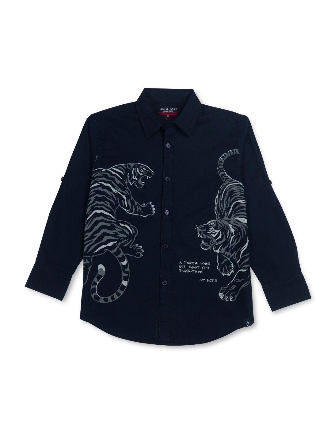 gini and jony boys graphic printed opaque cotton casual shirt