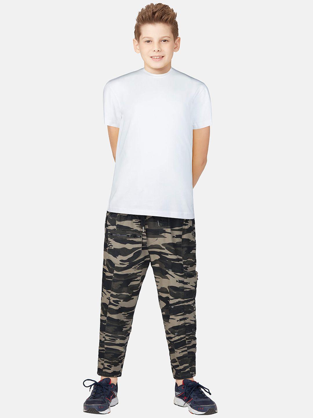 gini and jony boys green camouflage printed trouser
