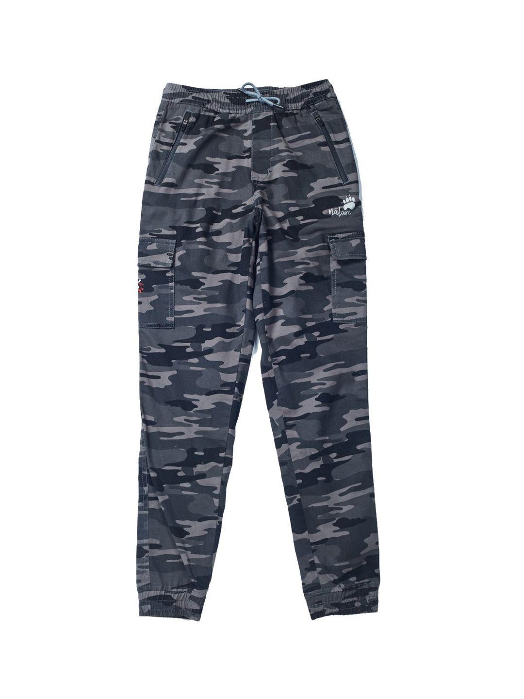 gini and jony boys grey camouflage printed joggers trouser