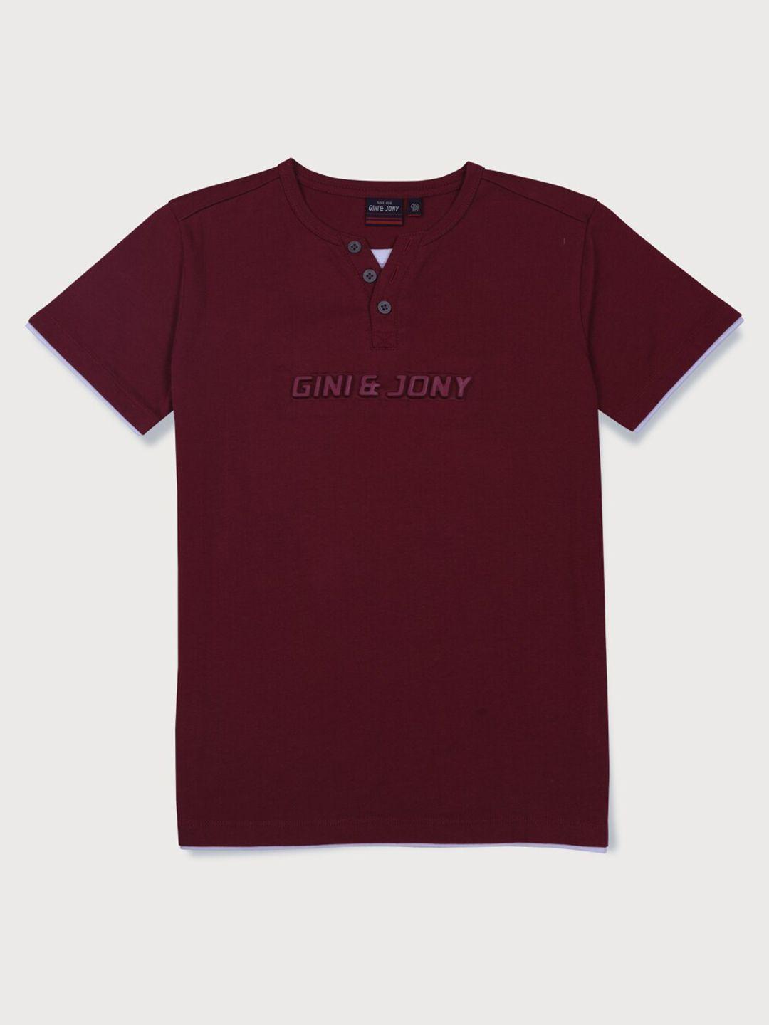 gini and jony boys henley neck cotton t-shirt