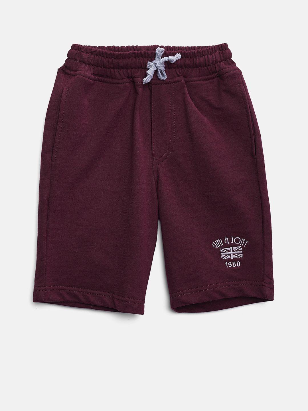 gini and jony boys maroon regular shorts