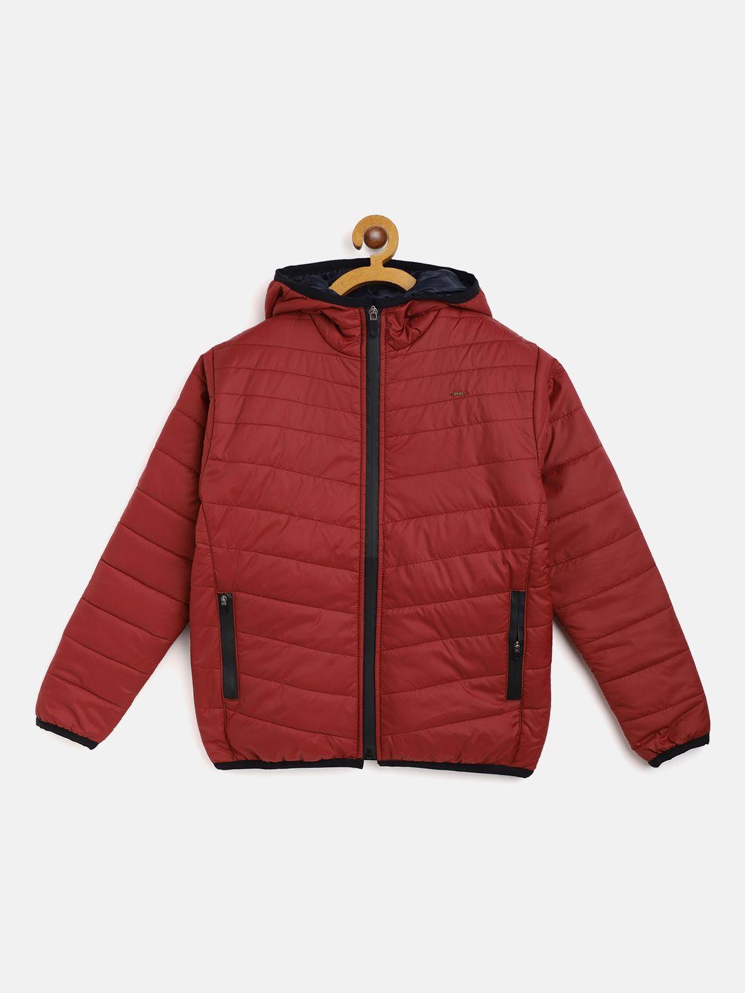 gini and jony boys maroon solid padded jacket