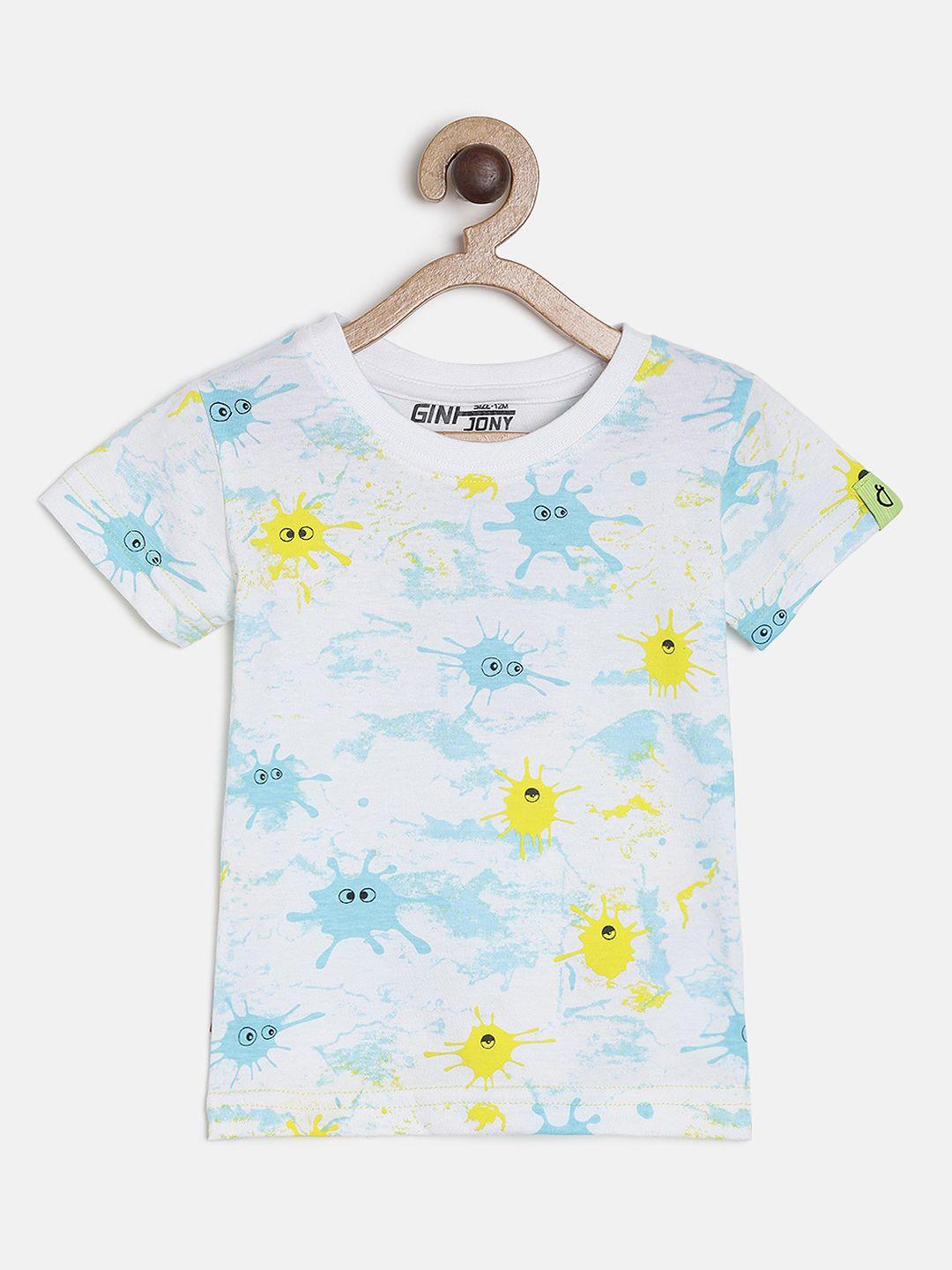 gini and jony boys multicoloured printed round neck t-shirt